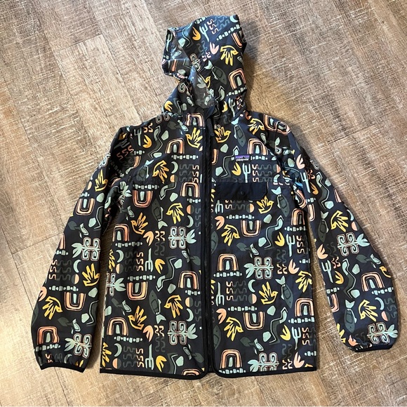 Patagonia Kids Baggies Raincoat full zip chest Snap pocket print bird sn… - Picture 2 of 7